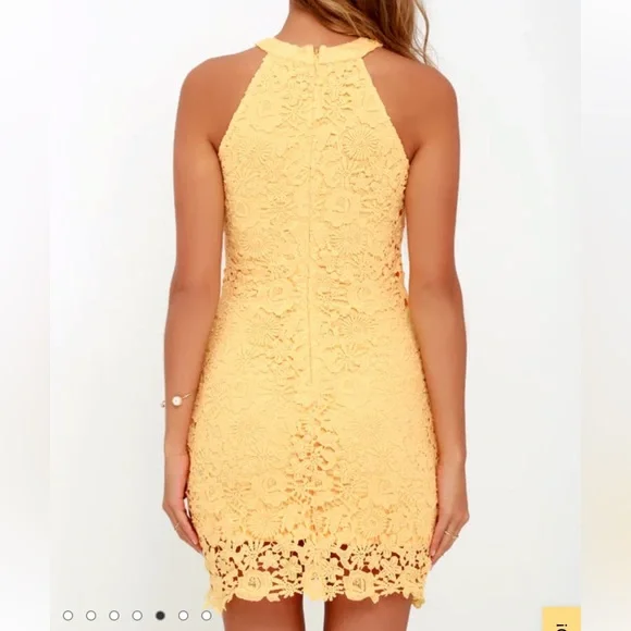 Lulus Love Poem Yellow Lace Mini Dress - size small - Picture 2 of 8